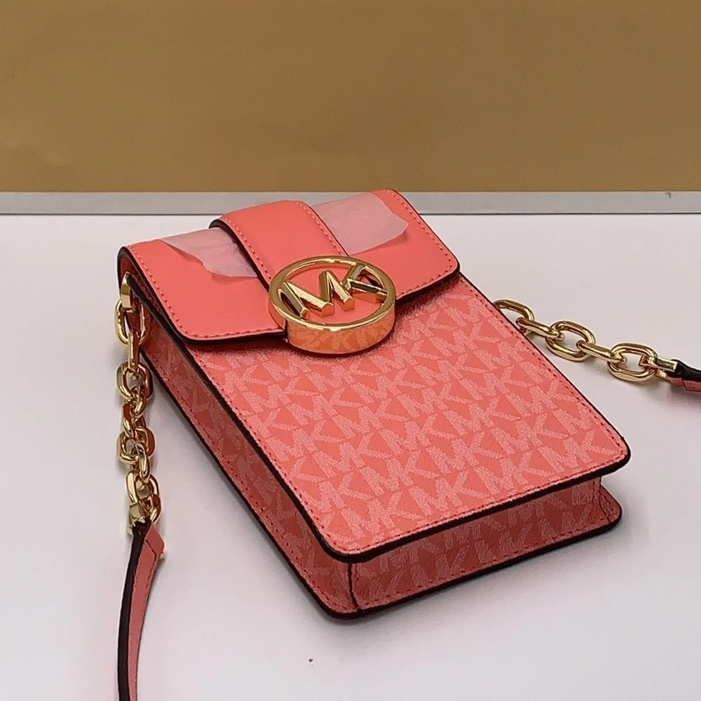 Michael Kors Carmen Small Logo Smartphone Crossbody Grapefruit signature color